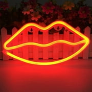 Lips Neon Signs,LED Lips Sign Shaped Decor Neon Night Light,Wall Decor Lamp for Children's/Kids Room, Living Room,