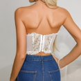 thumbnail image 5 of WBQ Floral Embroidery Corset for Women, Fashion Fishbone Wrap Bustiers Ladies Going Out Party Backless Camisole, 5 of 8