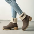 thumbnail image 5 of Winter Boots for Women Comfortable Pull on Suede Mid Calf Boots Zipper Stacked Heel Ankle Booties, 5 of 9