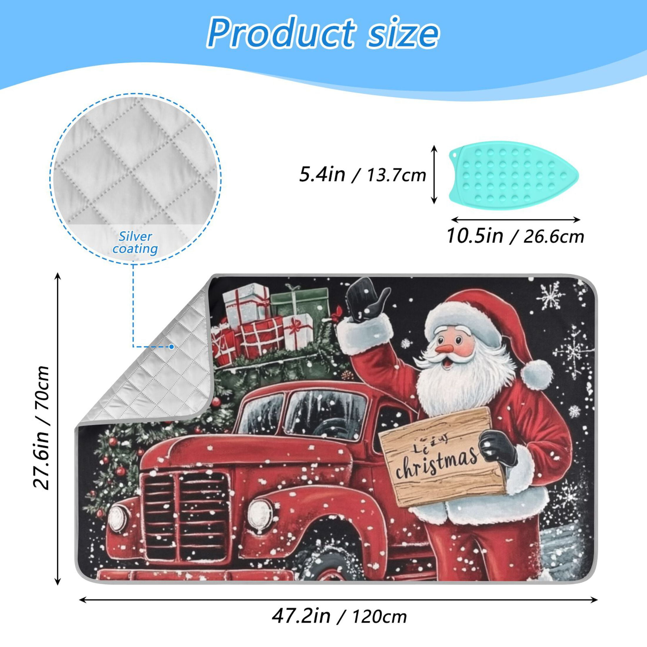 Black Christmas Card Ironing Mat Blanket for Table Top Travel Portable Ironing Board Pad 47.2x27.6 Inch