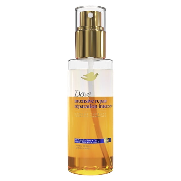 Dove Damage Therapy Intensive Repair for Shine, Frizz Control, and Split Ends, Bi-Phase Serum + Oil Hair Spray with Amino Serum