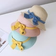 thumbnail image 4 of Besolor Toddler Girls Straw Sun Hat Cute Bowknot Wide Brim Beach Hat Foldable Summer Sun Protection Bucket Hat for Kids, 4 of 5