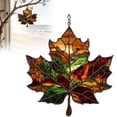 thumbnail image 2 of Fall Window Suncatcher, Stained Glass Style Acrylic Maple Leaf Hanging Ornament, Harvest Seasonal Wall, Porch & Balcony Home Decor, 2 of 7