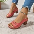 thumbnail image 6 of LOVZFMLL Women's Sandals Chunky Block Heels Fashion Open Toe Summer Casual Outdoor Walking Sandals with Adjustable Buckle Red 5.5, 6 of 9