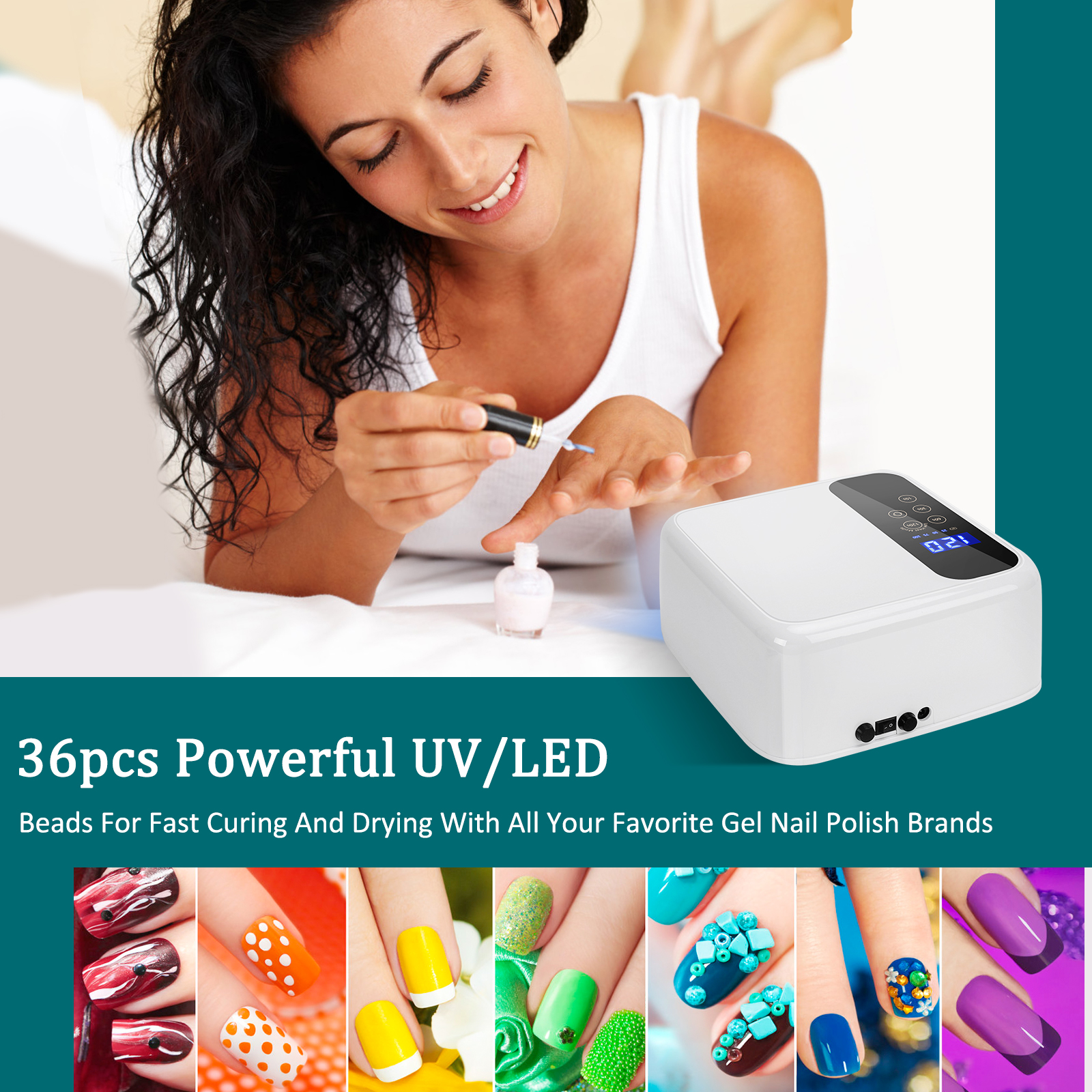 Cordless UV LED Nail Lamp – 72W Professional Nail Dryer with Touch Screen, 36 UV/LED Beads, 15600mAh Rechargeable Battery, 4 Timers, Auto Sensor, Portable Gel UV LED Curing Light Lamp for Nails