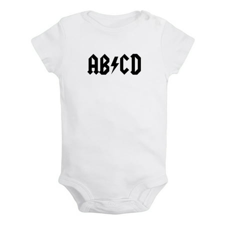 

AB CD Rock Funny Rompers For Babies Newborn Baby Unisex Bodysuits Infant Jumpsuits Toddler 0-24 Months Kids One-Piece Oufits (White 12-18 Months)