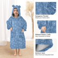 thumbnail image 3 of Wearable Blanket Hoodie for Kids Four-leaf Clover Blue and White Flannel Hooded Blanket with Pockets and Sleeves Suitable for Boys and Girls, 3 of 7