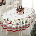 thumbnail image 2 of Christmas Tablecloth Oval Table Cloth 54 x 72 Table Cover Waterproof Fabric Tablecloths for Xmas Holiday Party Dinner Decor, Red and White, 2 of 6