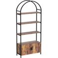 thumbnail image 5 of Arched Bookshelf, Bookcase with Doors Storage, 71 Inches Tall Industrial Book Shelf with Sturdy Metal Frame, E1 Quality Boards, Freestanding Display Shelving Unit, Rustic Brown, 5 of 16