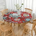 thumbnail image 3 of Vintage Tablecloth Retro Ethnic Floral Pattern Waterproof Round Cover with Elastic Fit and Back for Classic Decor, 3 of 7