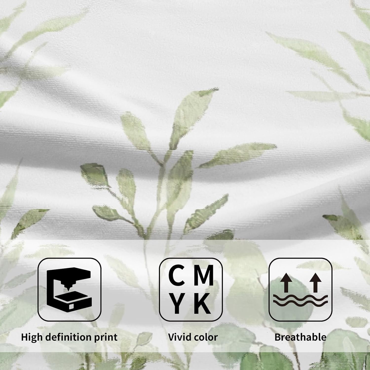 Green Eucalyptus Hand Towels Plant Leaves Decorative Bath Towels Soft Absorbent Dish Fingertip Towel for Kitchen Bathroom Guest Gym Spa