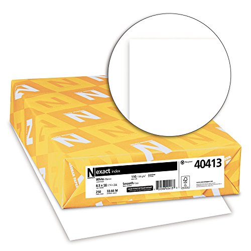 Wausau Exact Index Cardstock, 250 Sheets, White, 94 Brightness, 110 lb, 8.5 x 14 Inches
