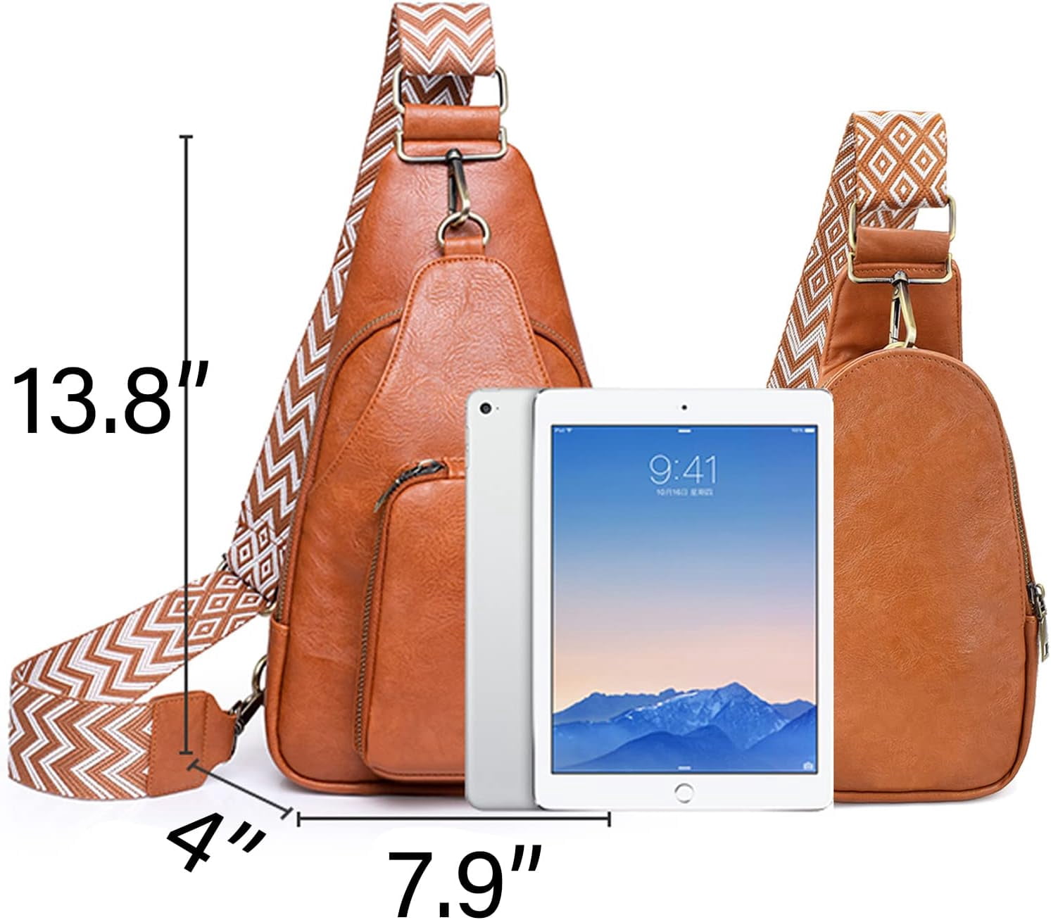 Sling Leather Bags For Women Crossbody Small Fanny Pack Purses Chest Bags With Guitar Strap For Lady