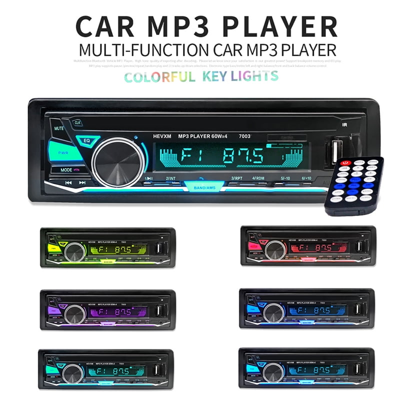 Universal Multimedia Detachable 12V Bluetooth Car Stereo FM Radio MP3 Audio Player With 7 Color
