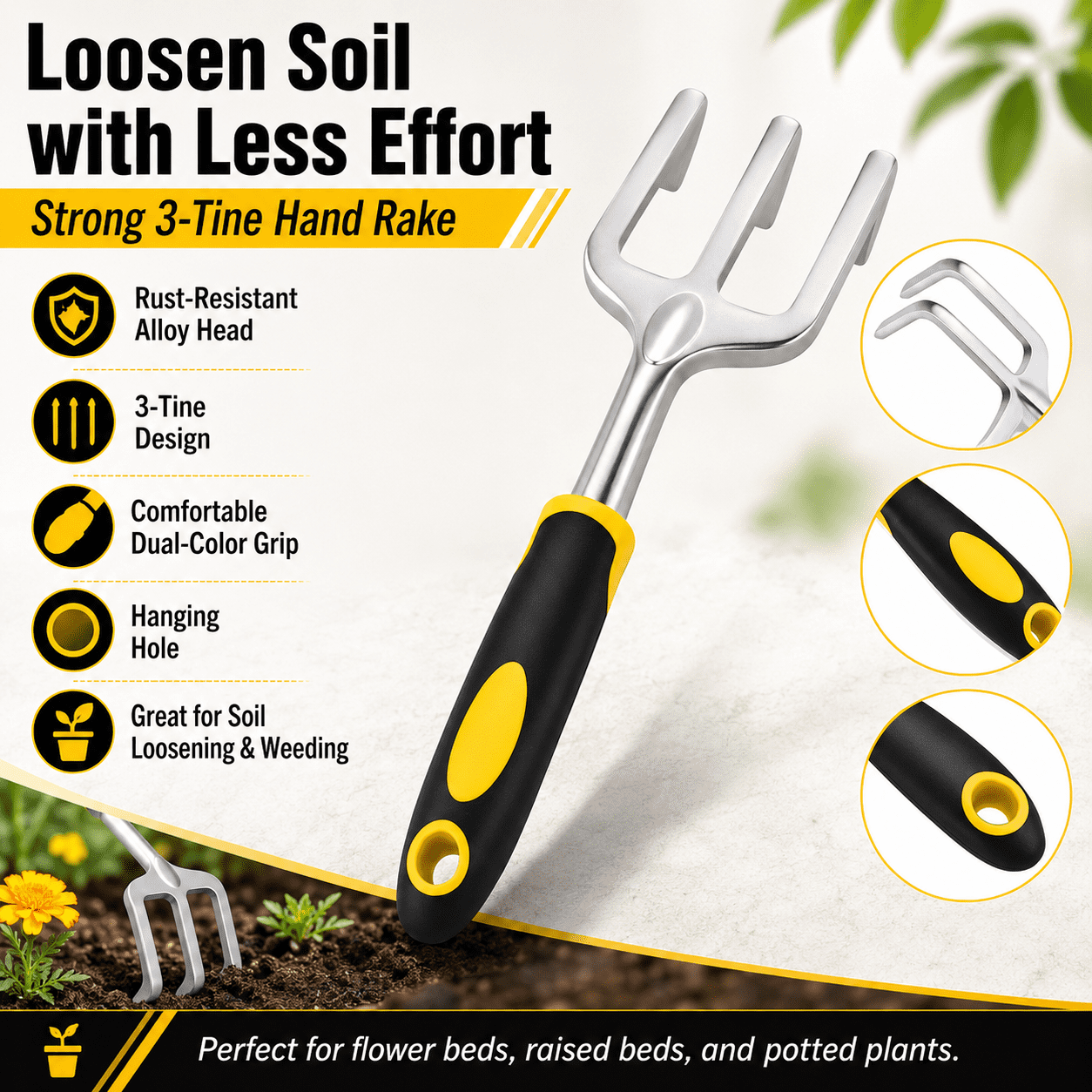 Heavy Duty Garden Tools Set, 5 Piece Rust Resistant Aluminum and Steel Gardening Hand Tool Kit with Ergonomic Non Slip Handles, Pruning Shears, Trowel, Transplanter, Cultivator and Gloves