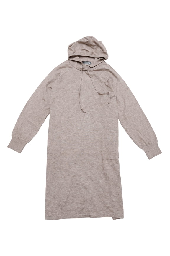 Womens' Pullover Sweatshirt Long Sleeve Hoodie Dress with Pockets L Apricot