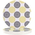 thumbnail image 1 of RYLABLUE Mandala Pattern Gery and Yellow Texture Set of 6 Car Coaster for Drinks, Absorbent Ceramic Stone Coasters Cup Mat with Cork Base for Home Kitchen Room Coffee Table Bar Decor, 1 of 5