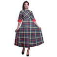 thumbnail image 1 of Bimba Robe à Carreaux Col Mandarin Manches Retroussables Robe Chemise-TG, 1 of 5