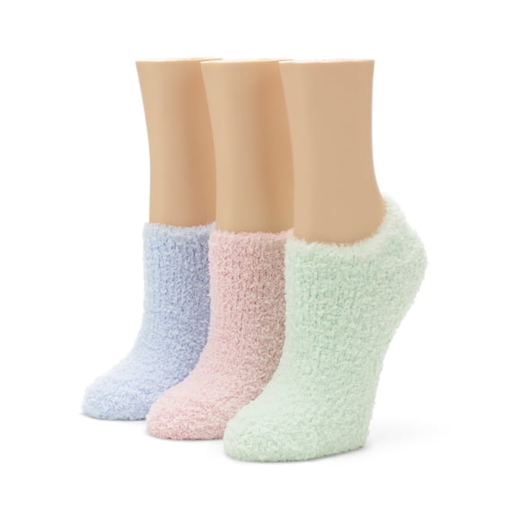 No nonsense Women's Shortie Slipper Sock 3 Pair Pack, Light Blue/Light Pink/Minty, One Size