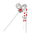 thumbnail image 2 of Palillo de cabellero con Borlas Pasador Horquilla de Cabello Nupcial Joyas de Mujer para Cóctel rojo, 2 of 8
