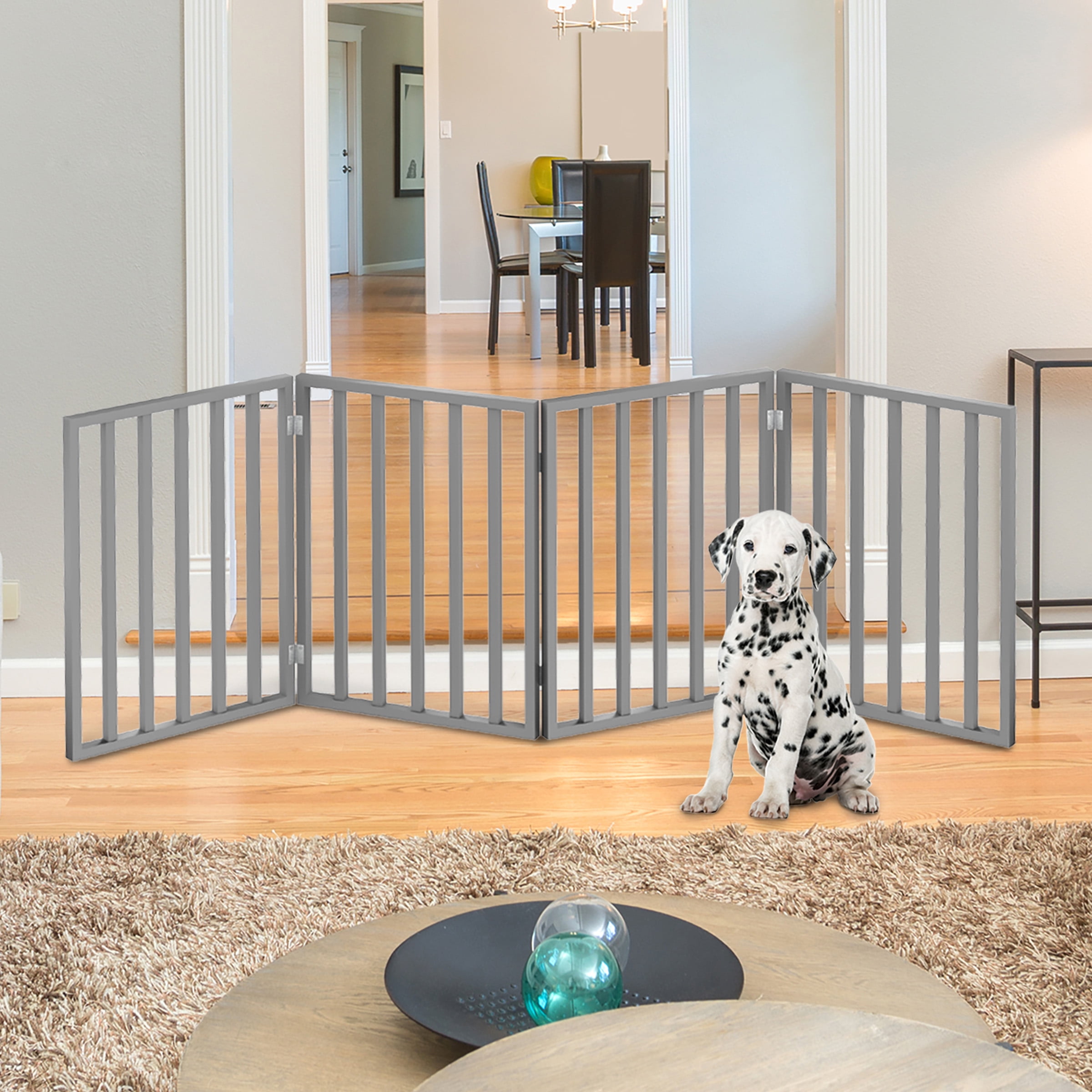 Extra Wide Adjustable Gate Cherry Wood Free Standing Baby Pet Dog Home Decor 