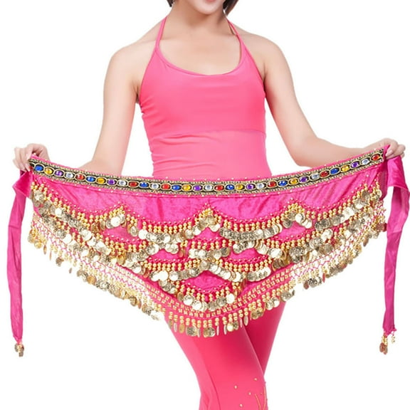 Fimkaul Womens Men Belt Fashion Belly Wrap Belly Dance Gold Dance Hip Scarf Skirt Belt Belts