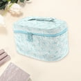 thumbnail image 3 of Unique Bargains 1 Pc Women Floral Large Square Makeup Bag for Travel Vacation Blue Polyester, 3 of 3