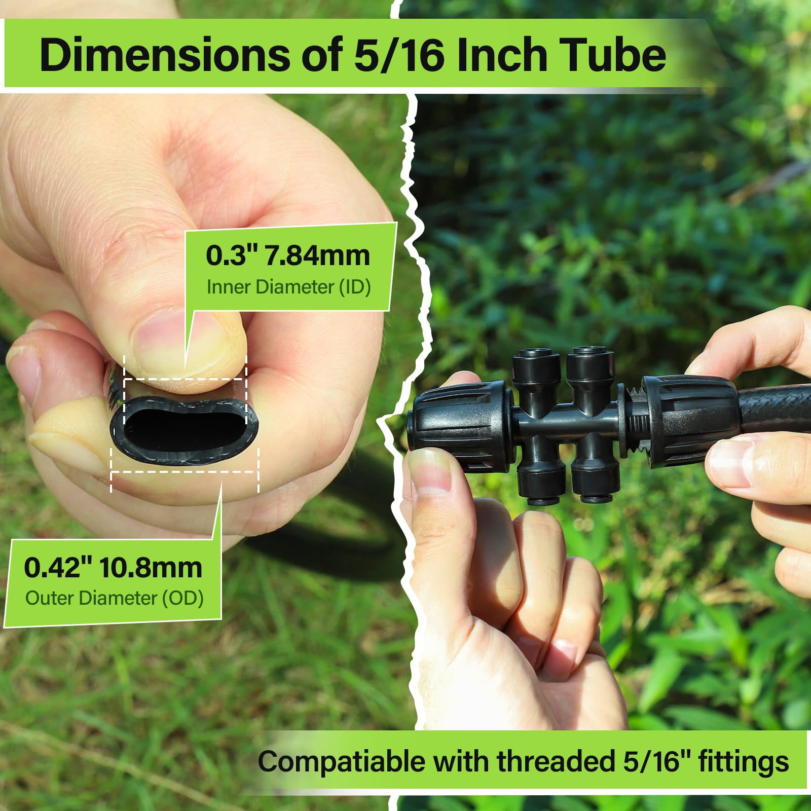 Drip Irrigation System 230FT/247FT – Quick Connect Garden Watering Kit with Adjustable Drip Emitters, 1/4” & 5/16” Tubing for Raised Beds Greenhouse Lawn Automatic Timer Compatible