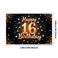 thumbnail image 3 of Yatrandify Gold Theme Happy Birthday Banner Glitter Design Stars Decor for Sweet 16 Celebration Party Decoration Event Background, 3 of 8