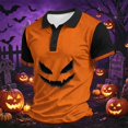 thumbnail image 6 of IAJDKMEK Halloween Men's Polo Short SleeveShirt - Soft Fabric Button-Down Shirt, Ideal Summer Shirt for Daily Casual, Holiday Wear, Golf Shirt & Costume,Orange L, 6 of 7