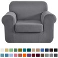 thumbnail image 1 of CHUN YI Stretch 2-Piece Checks Sofa Cover with Cushion Cover Slipcover, 1 of 6