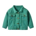 thumbnail image 2 of IBTOM CASTLE Toddler Kid Baby Boys Girls Denim Jacket Long Sleeve Button Down Jeans Coat Cowboy Overcoat Hoodie Casual Outwear 2-3 Years Green, 2 of 8