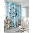 thumbnail image 3 of Crab Shower Curtain, Coral Starfish Ocean Coastal Waterproof Shower Curtain Set with 12 Hooks Lightweight Washable Fabric Shower Curtains for Bathroom 36x72 Inches, 3 of 6