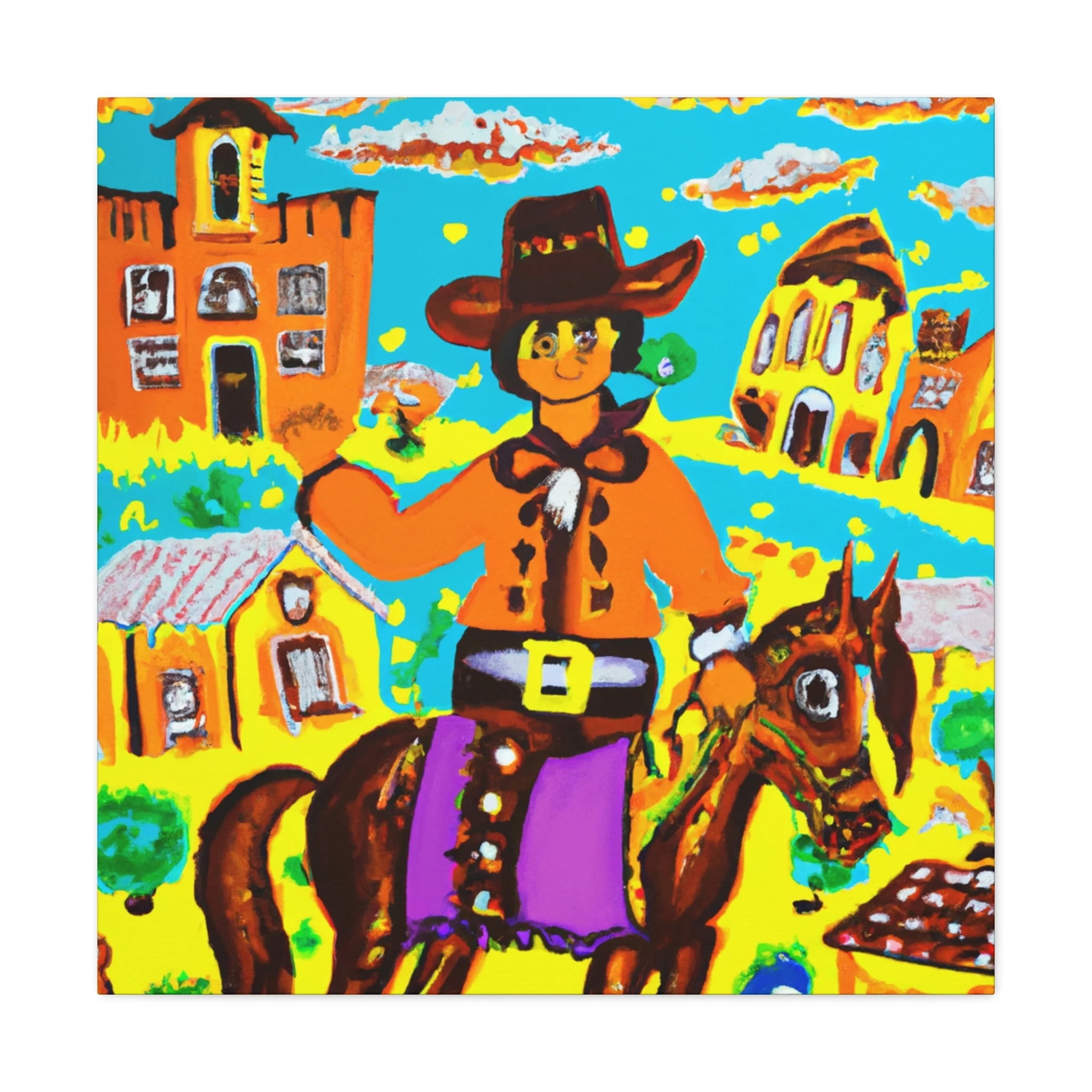 Frontier Town Folk Art Canvas