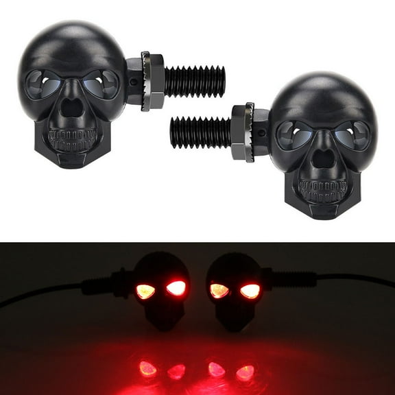 2PCS Motorcycle LED Skull Shape Waterproof Fog Light Auxiliary Turn Signal Light