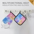 thumbnail image 3 of 2 PCS Oven Baking Gloves Set Heat Resistant Oven Mitt & Pot Holder Set Cooking Mitts Kitchen Home Supplies Tie-dye Clouds Pattern, 3 of 5