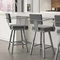 thumbnail image 2 of Amisco Akers 26 In. Swivel Counter Stool - Grey Polyester / Metallic Grey Metal, 2 of 6