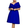 thumbnail image 1 of B91xZ Robe Midi Formelle Dresses Décontractée à Manches Courtes Col Rond Taille Élastique Smockée à Volants pour Femmes, Bleu L, 1 of 4