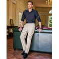 thumbnail image 4 of COOFANDY Men's Classic-Fit Expandable-Waist Flat-Front Dress Pant 42W32L Brown, 4 of 5