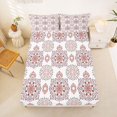 thumbnail image 5 of jejeloiu Boho Mandala King Sheets For Men Women,Geometric Pattern Bedding,White Red,4pcs,1 Flat Sheet, 1 Fitted Sheet and 2 Pillowcases, 5 of 6