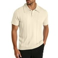 thumbnail image 2 of hoksml Men's Summer Knitted Shirt Short Sleeved Top Solid Color Collared Polos Casual Loose Top Pullover Lapel Button Business T Shirts, 2 of 9