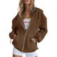 thumbnail image 1 of Sudadera con Capucha y Cierre PRETTYGARDEN 2025 Marrón Talla M, 1 of 8