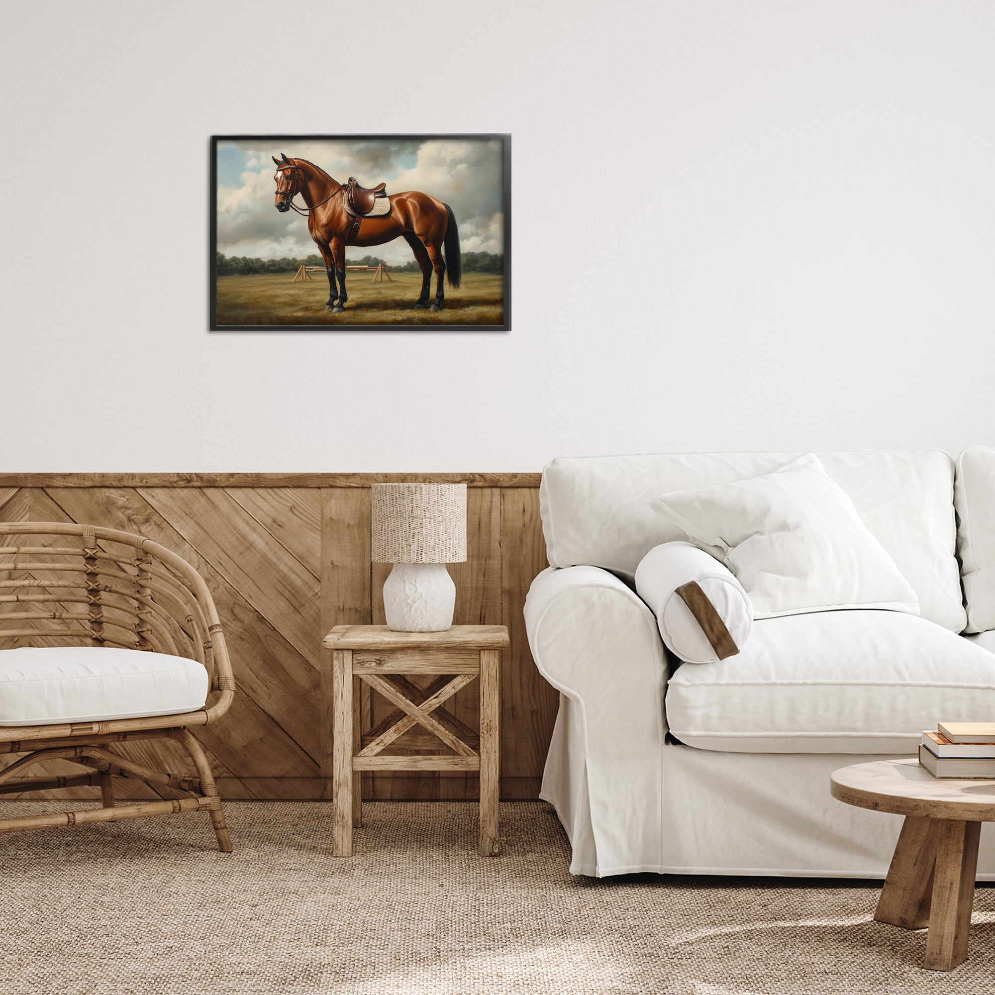 Stupell Industries Red Mare in Pastoral Landscape Black Framed Giclee Art, design by Petal Prints Design