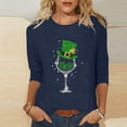 thumbnail image 1 of T-Shirt Ample à Manches Trois-Quarts et Col Rond Imprimé pour la Saint-Patrick pour Femmes, 1 of 6
