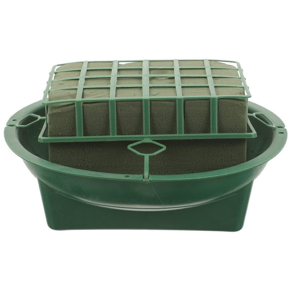 Clispeed Water Absorbent Floral Foam Cage Green Plastic Flower Block for Special Event Decorations