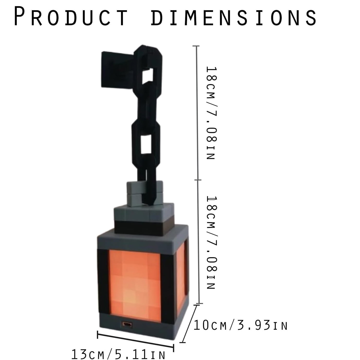 D.FAMILY  Pixelated Lantern LED Night Light for Night Use-16-Color Bedrooms Touch Switch&Remote Control