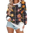 thumbnail image 2 of Rbaofujie Chandails d'Automne pour Femmes Chandails à Rayures Décontractés Imprimés Col Rond Manches Longues Haut Ample Chandails en Molleton Orange Chandails à Capuchon pour Femmes, 2 of 5
