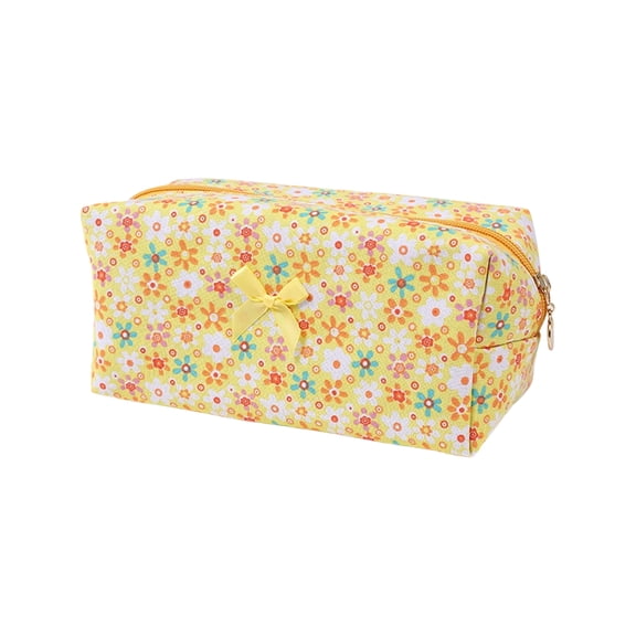 Quilted Cosmetic Bag, Exquisite Pattern Toiletry Pouch Travel Makeup Organizer Portable Beauty Storage Case for Women Daily Essentials Vanity Bag
