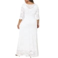 thumbnail image 4 of DARING DIVA Women's Plus Scoop Neck 3/4 Sleeves Floral Lace Dresses 5X White, 4 of 6