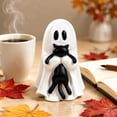 thumbnail image 4 of Ghost Hug Cat Resin Figurine Halloween Decor – Two Style Cute Ghost Cat Statue Fall Decorations for Home – Tabletop Ornament for Mantel Indoor Halloween Decor, 4 of 7